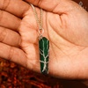 image:imageCrystal Necklace Birthday Gifts for Women Mom Natural Amazonite Healing Crystal Pendant Necklaces for Chakra Balance Good Luck Positivity Meditation Tree of Life Crystal JewelryRose Black Green