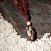 image:imageHandcrafted Real Crystal Necklace for Men Stone Necklace for Women 7 Chakra Necklace Crystal with Braided Rope Spritual Rope Necklace with Crystal Pendant by Karma Pledge Tree Agate