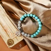 image:imageKARMAPLEDGE Healing Crystal Bracelets for Men amp Women Spiritual Positive Energy amp Balance Handmade 6mm Crystal Beads Bracelets102 Turquoise with Angelite  Charm