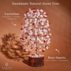 image:imageRose Quartz Crystal Tree of Life Birthday Gifts for Women Girls Friends Handmade Chakra Healing Crystals Tree for Home Office Decor Positivity Good Luck Money Unique Gifts for Her Mom SisterWooden Basedual Beads Rose  Carnelian Tree