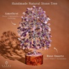 image:imageRose Quartz Crystal Tree of Life Birthday Gifts for Women Girls Friends Handmade Chakra Healing Crystals Tree for Home Office Decor Positivity Good Luck Money Unique Gifts for Her Mom SisterWooden Basedual Beads Rose  Amethyst Tree