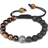 image:imageKARMAPLEDGE Healing Crystal Bracelets for Womens and Mens Spiritual Positive Energy amp Balance Handmade Natural Crystal Beads Bracelets120 Lava Rock  Tiger Eye