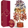 Wooden Base 7 Chakra Full Golden Wire Tree