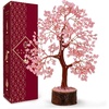 Wooden Base Rose Quartz Crystal Tree