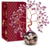 image:imageRose Quartz Crystal Tree of Life Birthday Gifts for Women Girls Friends Handmade Chakra Healing Crystals Tree for Home Office Decor Positivity Good Luck Money Unique Gifts for Her Mom SisterBall Base Amethyst Crystal Tree