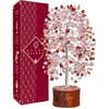 Wooden Base-dual Beads Rose & Carnelian Tree