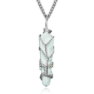 image:imageCrystal Necklace Birthday Gifts for Women Mom Natural Amazonite Healing Crystal Pendant Necklaces for Chakra Balance Good Luck Positivity Meditation Tree of Life Crystal JewelryAmazonite Hexagonal