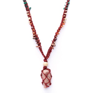 image:imageHandcrafted Real Crystal Necklace for Men Stone Necklace for Women 7 Chakra Necklace Crystal with Braided Rope Spritual Rope Necklace with Crystal Pendant by Karma Pledge Unakite
