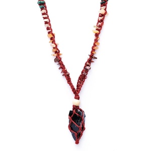 image:imageHandcrafted Real Crystal Necklace for Men Stone Necklace for Women 7 Chakra Necklace Crystal with Braided Rope Spritual Rope Necklace with Crystal Pendant by Karma Pledge Black Obsidian