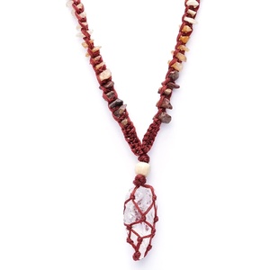 image:imageHandcrafted Real Crystal Necklace for Men Stone Necklace for Women 7 Chakra Necklace Crystal with Braided Rope Spritual Rope Necklace with Crystal Pendant by Karma Pledge Clear Quartz Necklace