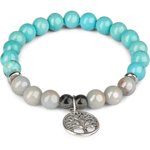 image:imageKARMAPLEDGE Healing Crystal Bracelets for Men amp Women Spiritual Positive Energy amp Balance Handmade 6mm Crystal Beads Bracelets102 Turquoise with Angelite  Charm
