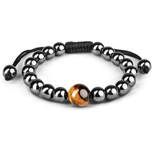 image:imageKARMAPLEDGE Healing Crystal Bracelets for Womens and Mens Spiritual Positive Energy amp Balance Handmade Natural Crystal Beads Bracelets115 Hematite with Tiger Eye