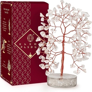 image:imageRose Quartz Crystal Tree of Life Birthday Gifts for Women Girls Friends Handmade Chakra Healing Crystals Tree for Home Office Decor Positivity Good Luck Money Unique Gifts for Her Mom SisterOrgone Base Clear Quartz Crystal Tree