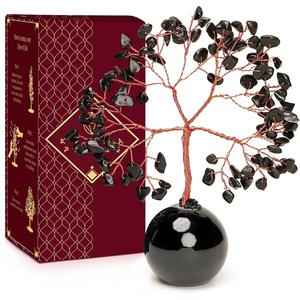 image:imageRose Quartz Crystal Tree of Life Birthday Gifts for Women Girls Friends Handmade Chakra Healing Crystals Tree for Home Office Decor Positivity Good Luck Money Unique Gifts for Her Mom SisterBall Base Black Obsidian Crystal Tree