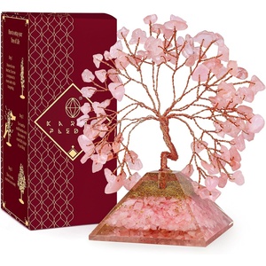 image:imageRose Quartz Crystal Tree of Life Birthday Gifts for Women Girls Friends Handmade Chakra Healing Crystals Tree for Home Office Decor Positivity Good Luck Money Unique Gifts for Her Mom SisterPyramid Base Rose Quartz Crystal Tree