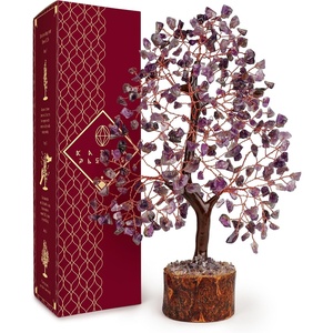 image:imageRose Quartz Crystal Tree of Life Birthday Gifts for Women Girls Friends Handmade Chakra Healing Crystals Tree for Home Office Decor Positivity Good Luck Money Unique Gifts for Her Mom SisterWooden Base Amethyst Crystal Tree