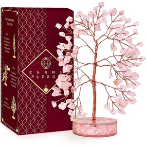 image:imageRose Quartz Crystal Tree of Life Birthday Gifts for Women Girls Friends Handmade Chakra Healing Crystals Tree for Home Office Decor Positivity Good Luck Money Unique Gifts for Her Mom SisterOrgone Base Rose Quartz Crystal Tree