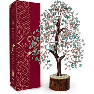 image:imageRose Quartz Crystal Tree of Life Birthday Gifts for Women Girls Friends Handmade Chakra Healing Crystals Tree for Home Office Decor Positivity Good Luck Money Unique Gifts for Her Mom SisterWooden Base Amazonite Crystal Tree