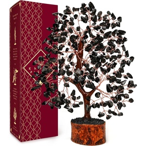 image:imageRose Quartz Crystal Tree of Life Birthday Gifts for Women Girls Friends Handmade Chakra Healing Crystals Tree for Home Office Decor Positivity Good Luck Money Unique Gifts for Her Mom SisterWooden Base Black Obsidian Crystal Tree