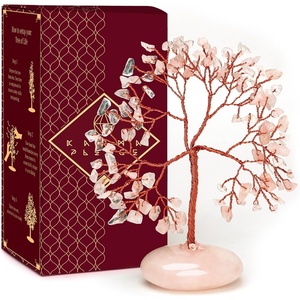 image:imageRose Quartz Crystal Tree of Life Birthday Gifts for Women Girls Friends Handmade Chakra Healing Crystals Tree for Home Office Decor Positivity Good Luck Money Unique Gifts for Her Mom SisterPalm Stone Base Rose Quartz Crystal Tree