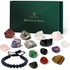 image:imageChakra Healing Crystal Kit Set of 16 Pieces with Raw Stones Tumbles Stones Black Matte Bracelet amp Tiger Eye Heart Stone for Balance amp Peace of Mind Raw Crystal Stones