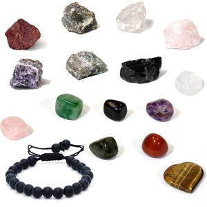 image:imageChakra Healing Crystal Kit Set of 16 Pieces with Raw Stones Tumbles Stones Black Matte Bracelet amp Tiger Eye Heart Stone for Balance amp Peace of Mind Raw Crystal Stones