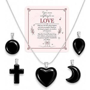 image:imageNecklaces for Women 5 Crystal Pendant Charms with One Adjustable ChainBlack Obsidian