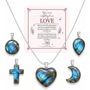 image:imageNecklaces for Women 5 Crystal Pendant Charms with One Adjustable ChainLabradorite