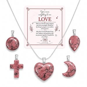 image:imageNecklaces for Women 5 Crystal Pendant Charms with One Adjustable ChainRhodonite